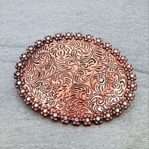 NWT Copper Bronze Western Floral Rhinestone Bekt Buckle